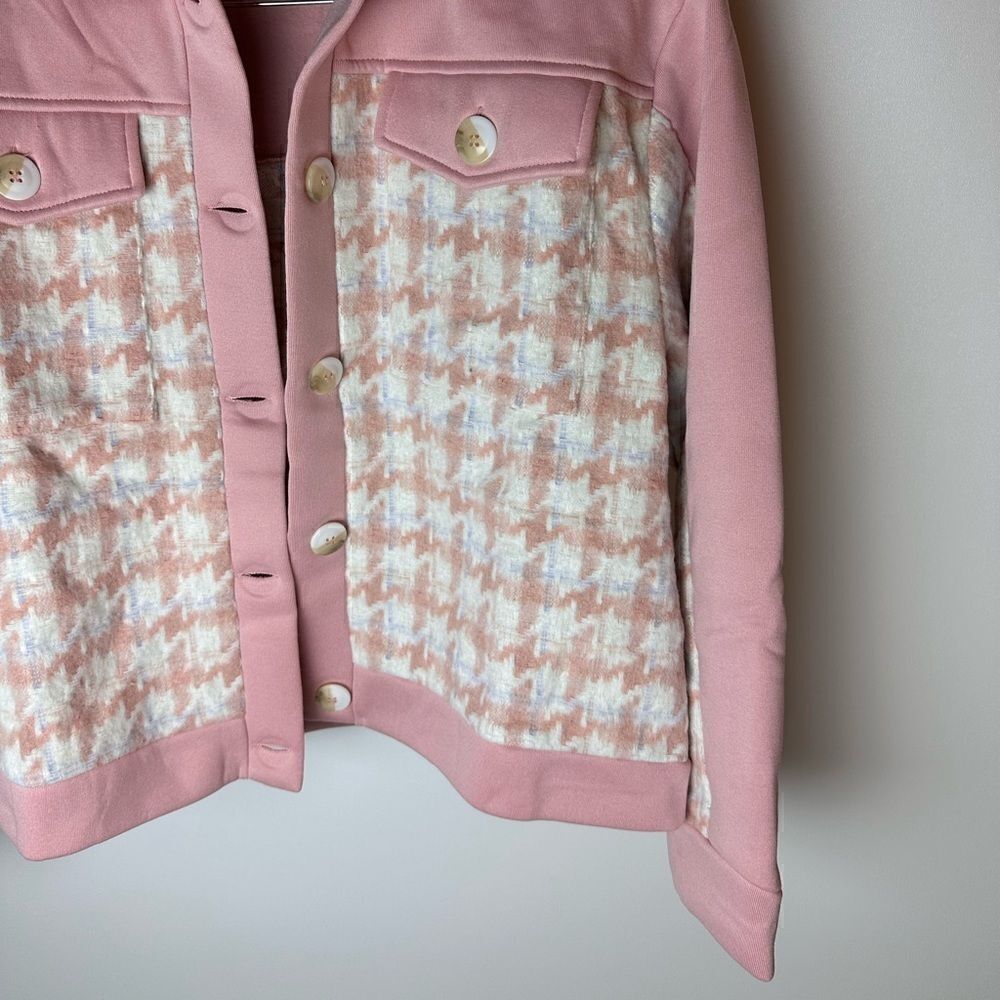 Blush pink houndstooth shacket - Picture 5 of 14